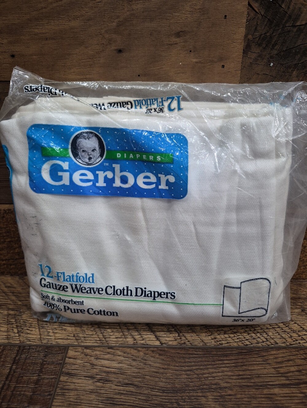 New Oldstock Gerber 12 - Flatfold Gauze Weave Cloth Diapers 100% Cotton